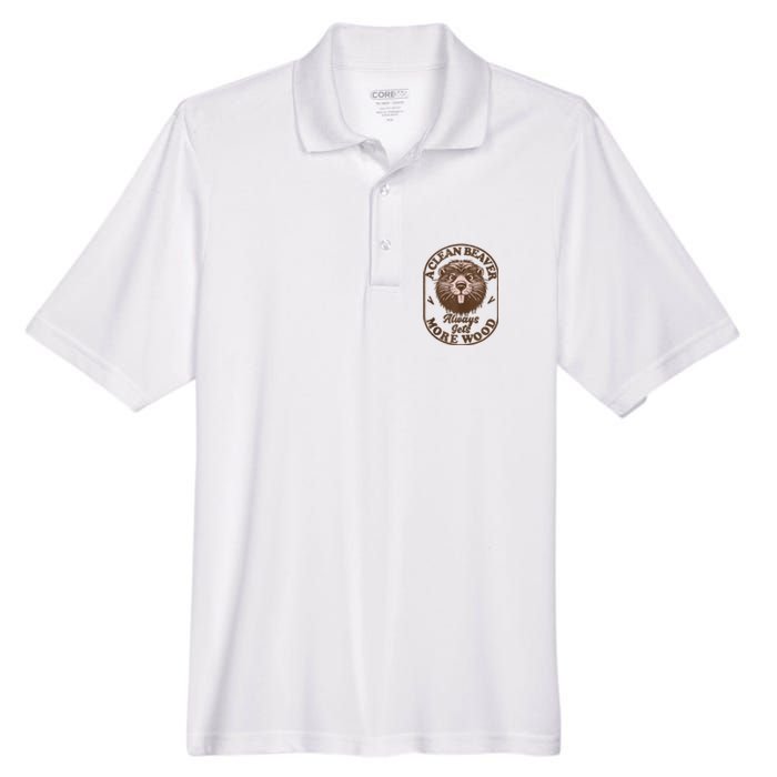 A Clean Beaver Always Gets More Wood Graphic Funny Raunchy Men's Origin Performance Pique Polo