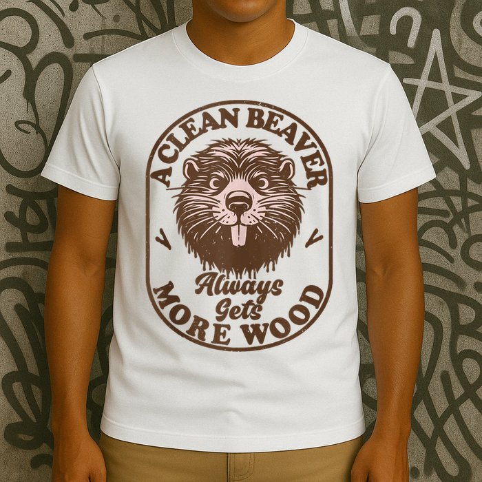 A Clean Beaver Always Gets More Wood Graphic Funny Raunchy T-Shirt