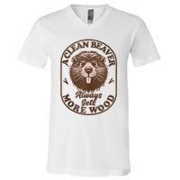 A Clean Beaver Always Gets More Wood Graphic Funny Raunchy V-Neck T-Shirt