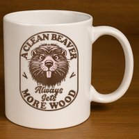 A Clean Beaver Always Gets More Wood Graphic Funny Raunchy 11oz C Handle Ceramic Mug