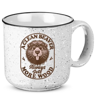 A Clean Beaver Always Gets More Wood Graphic Funny Raunchy 15oz Campfire Ceramic Mug
