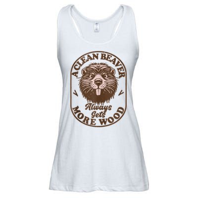A Clean Beaver Always Gets More Wood Graphic Funny Raunchy Ladies Essential Flowy Tank