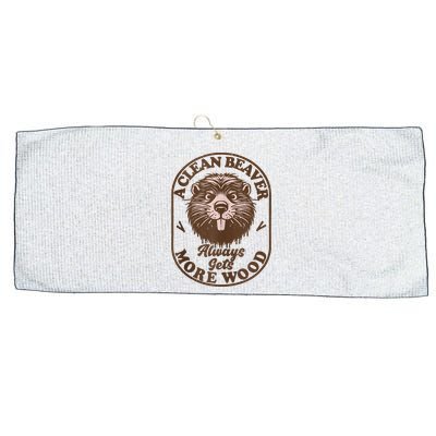 A Clean Beaver Always Gets More Wood Graphic Funny Raunchy Large Microfiber Waffle Golf Towel
