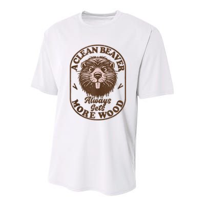A Clean Beaver Always Gets More Wood Graphic Funny Raunchy Youth Performance Sprint T-Shirt