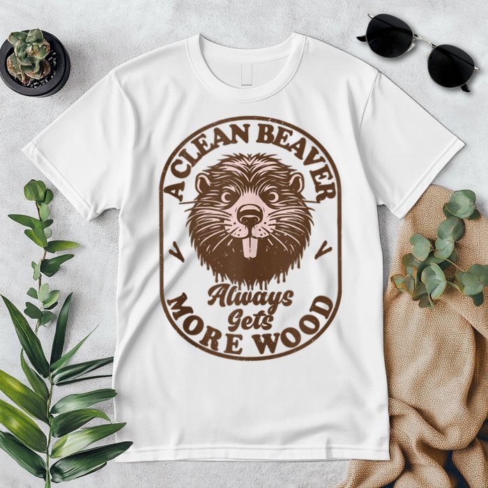 A Clean Beaver Always Gets More Wood Graphic Funny Raunchy Premium T-Shirt