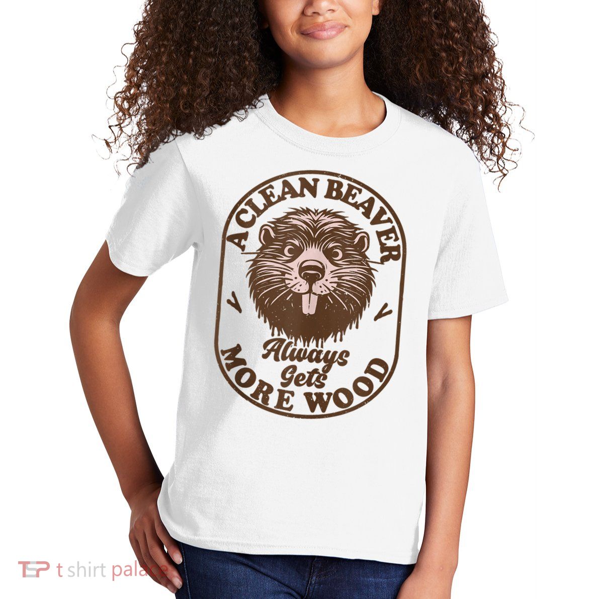A Clean Beaver Always Gets More Wood Graphic Funny Raunchy Kids T-Shirt