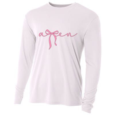 Amen Coquette Bow Cooling Performance Long Sleeve Crew