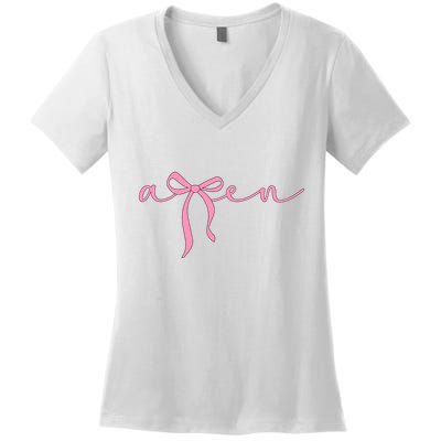 Amen Coquette Bow Women's V-Neck T-Shirt
