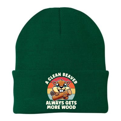 A Clean Beaver Always Gets More Wood Adult Humor Knit Cap Winter Beanie