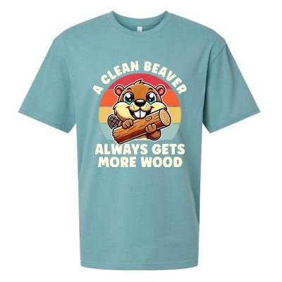 A Clean Beaver Always Gets More Wood Adult Humor Sueded Cloud Jersey T-Shirt