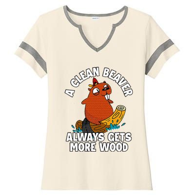 A Clean Beaver Always Gets More Wood Ladies Halftime Notch Neck Tee