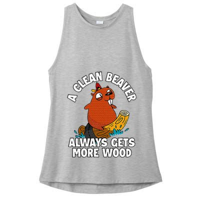 A Clean Beaver Always Gets More Wood Ladies PosiCharge Tri-Blend Wicking Tank