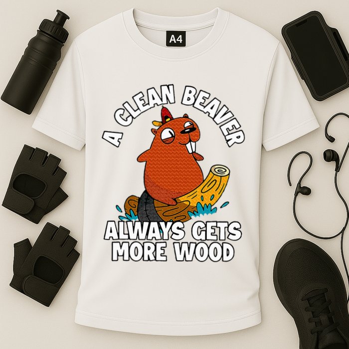A Clean Beaver Always Gets More Wood Cooling Performance Crew T-Shirt