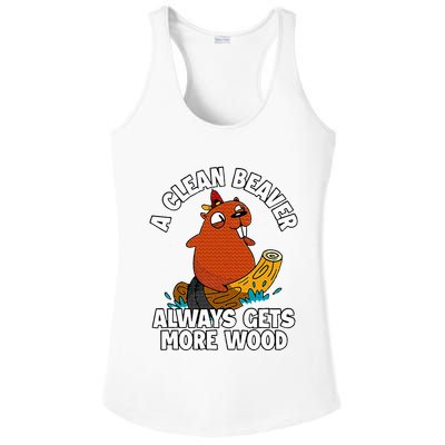 A Clean Beaver Always Gets More Wood Ladies PosiCharge Competitor Racerback Tank