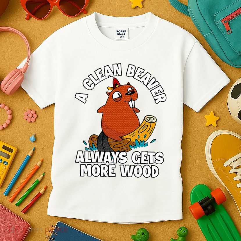 A Clean Beaver Always Gets More Wood Kids T-Shirt
