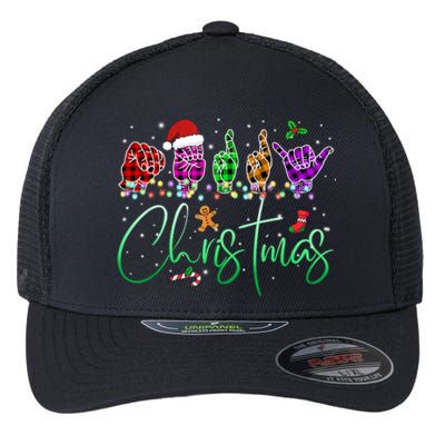 Asl Christmas Buffalo Plaid Asl Christmas Flexfit Unipanel Trucker Cap