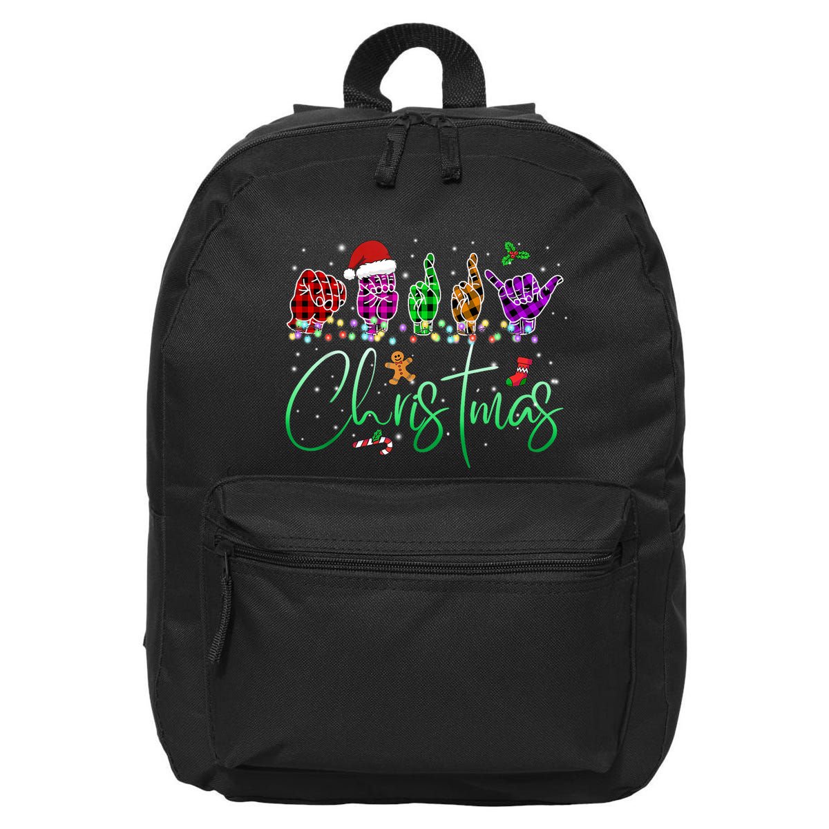 Asl Christmas Buffalo Plaid Asl Christmas 16 in Basic Backpack
