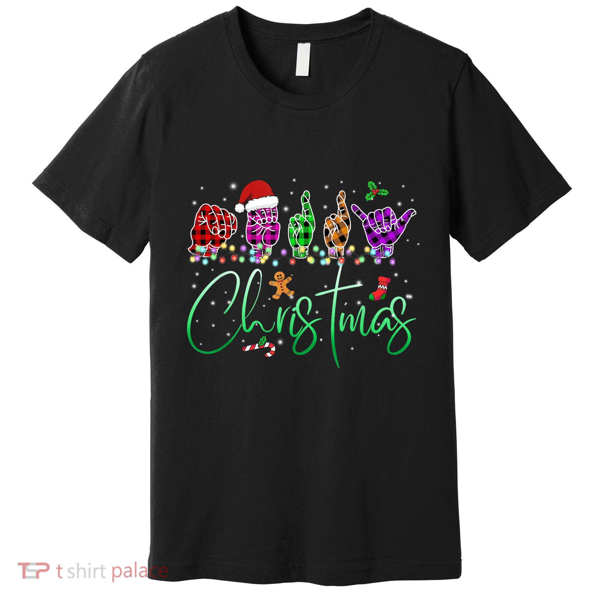 Asl Christmas Buffalo Plaid Asl Christmas Premium T-Shirt