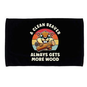 A Clean Beaver Always Gets More Wood Microfiber Hand Towel