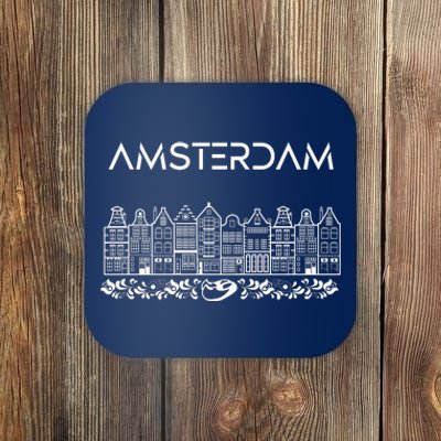 Amsterdam City Badge Amsterdam Typography Cute Tulips Coaster