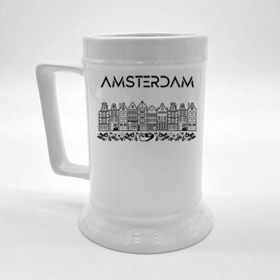 Amsterdam City Badge Amsterdam Typography Cute Tulips Beer Stein