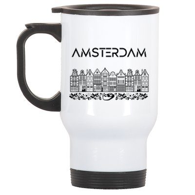 Amsterdam City Badge Amsterdam Typography Cute Tulips Stainless Steel Travel Mug