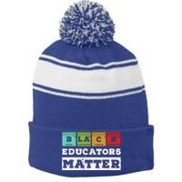 African Culture Black Educators Matter Chemistry Teacher Gift Stripe Pom Pom Beanie