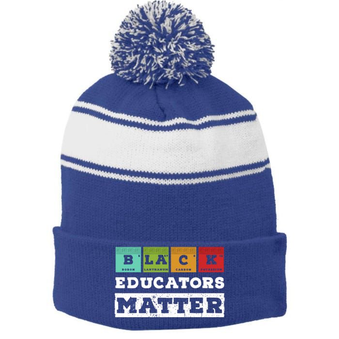 African Culture Black Educators Matter Chemistry Teacher Gift Stripe Pom Pom Beanie