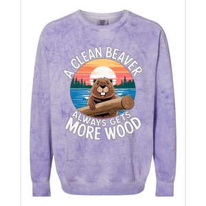 A Clean Beaver Always Gets More Wood Magical And Funny Beaver Lover Gifts Colorblast Crewneck Sweatshirt