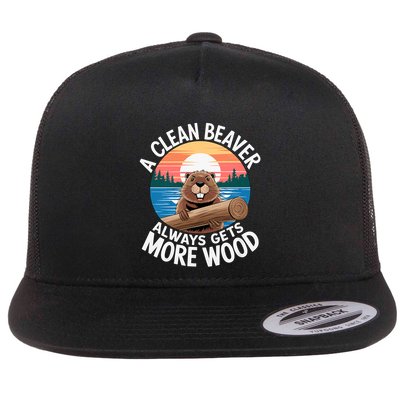 A Clean Beaver Always Gets More Wood Magical And Funny Beaver Lover Gifts Flat Bill Trucker Hat