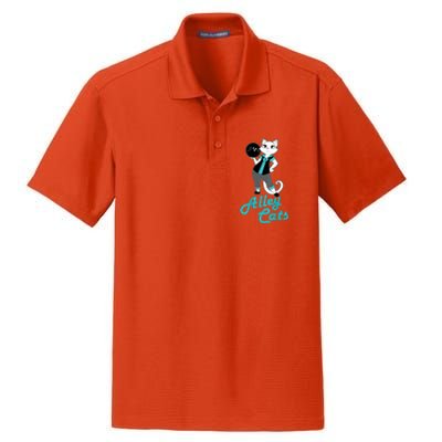 Alley Cats Bowling Team Ladies Backside Print Dry Zone Grid Polo