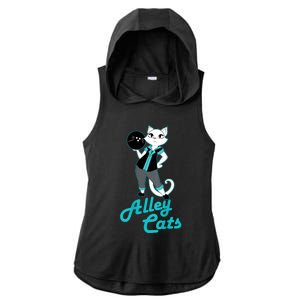 Alley Cats Bowling Team Ladies Backside Print Ladies PosiCharge Tri-Blend Wicking Draft Hoodie Tank