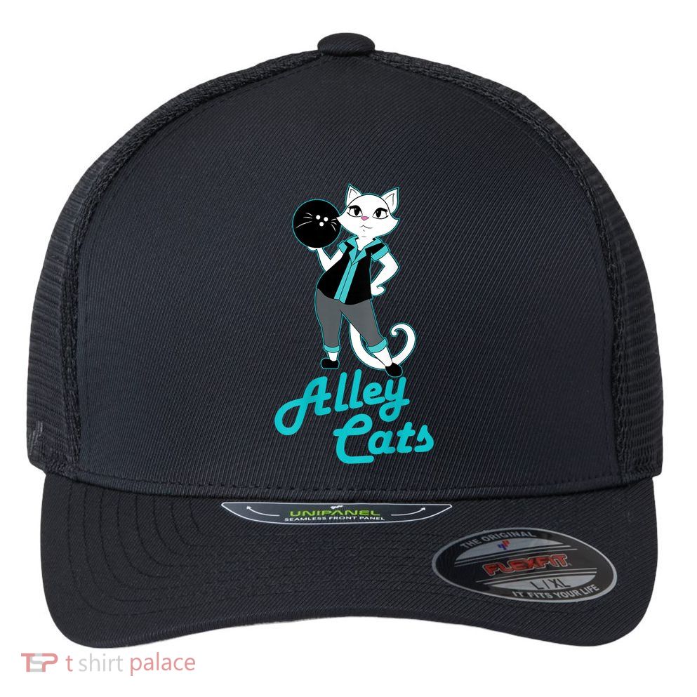 Alley Cats Bowling Team Ladies Backside Print Flexfit Unipanel Trucker Cap
