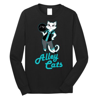 Alley Cats Bowling Team Ladies Backside Print Long Sleeve Shirt