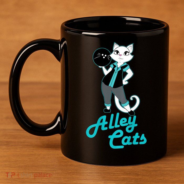 Alley Cats Bowling Team Ladies Backside Print 11oz C Handle Ceramic Mug