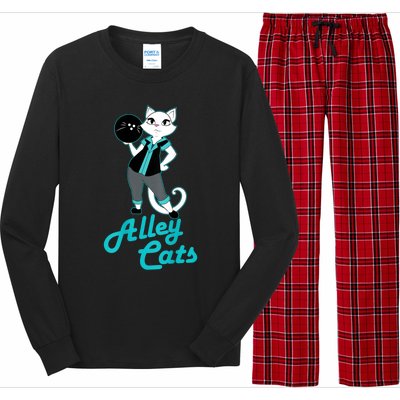 Alley Cats Bowling Team Ladies Backside Print Long Sleeve Pajama Set