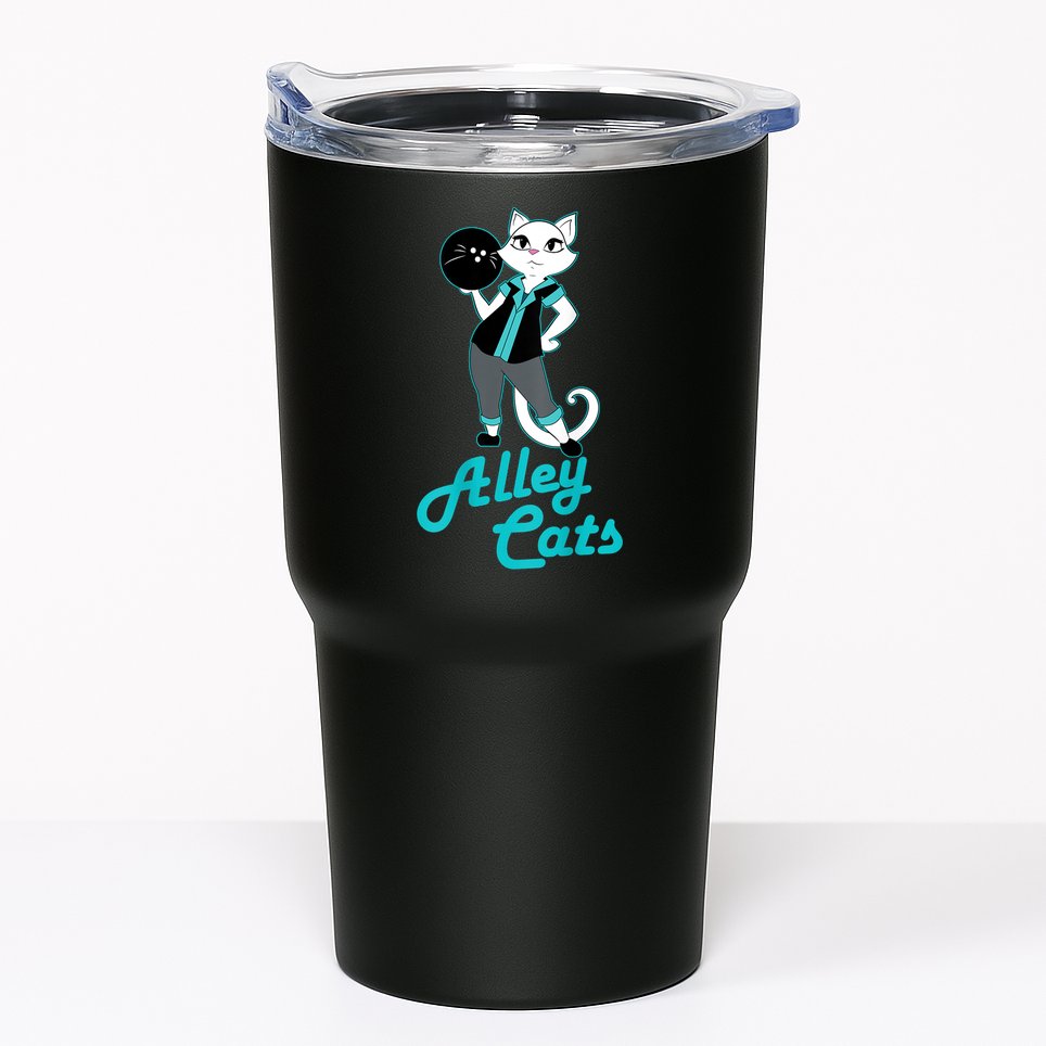 Alley Cats Bowling Team Ladies Backside Print Tumbler