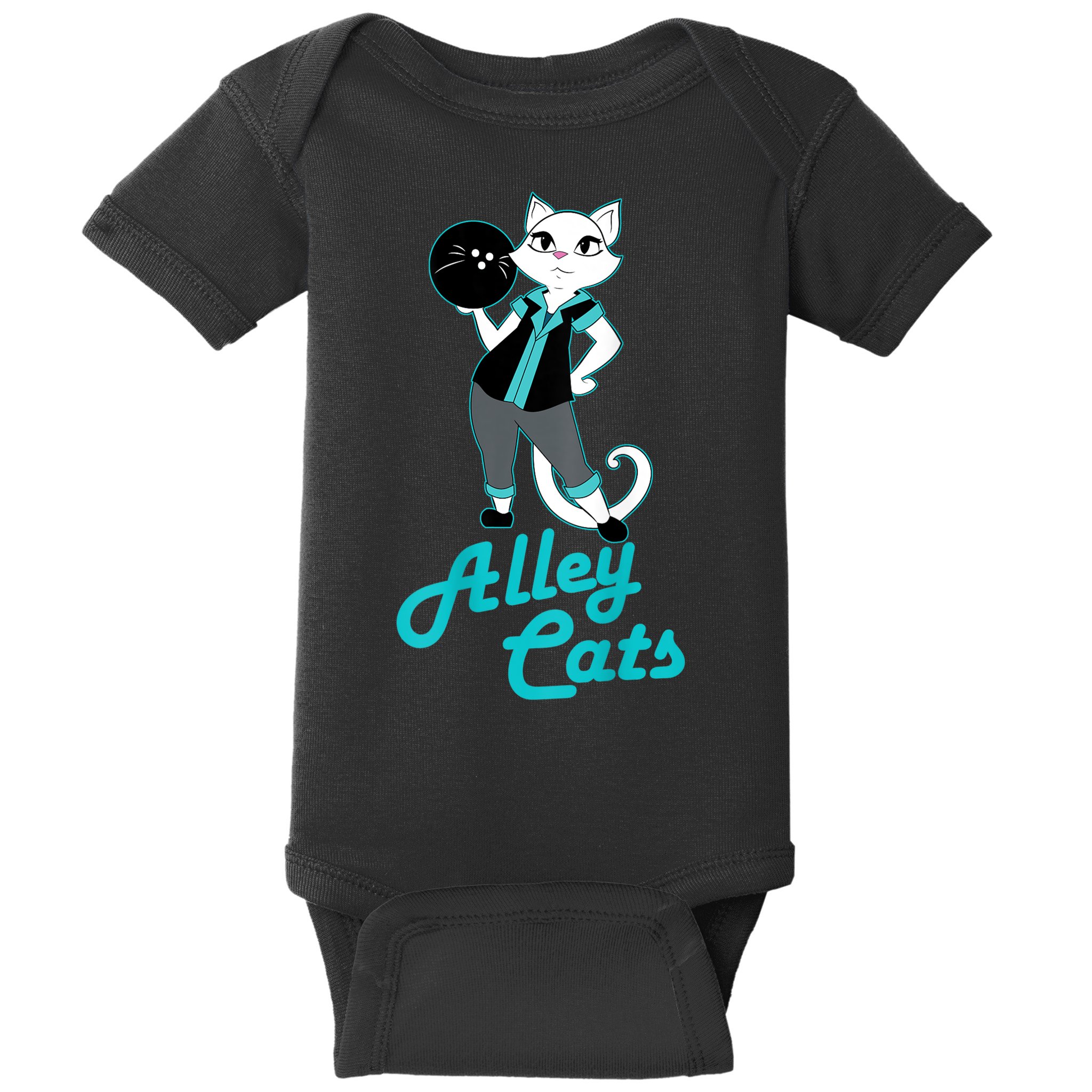 Alley Cats Bowling Team Ladies Backside Print Baby Bodysuit