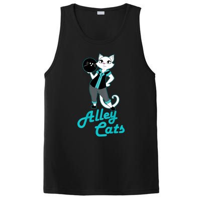 Alley Cats Bowling Team Ladies Backside Print PosiCharge Competitor Tank