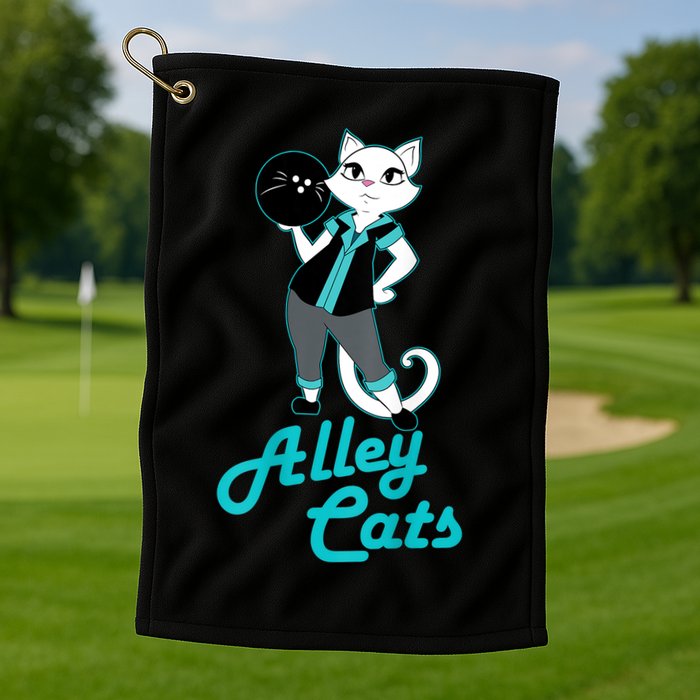 Alley Cats Bowling Team Ladies Backside Print Golf Towel
