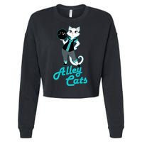 Alley Cats Bowling Team Ladies Backside Print Cropped Pullover Crew