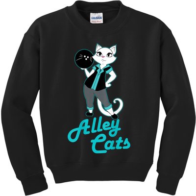Alley Cats Bowling Team Ladies Backside Print Kids Sweatshirt