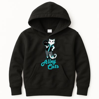 Alley Cats Bowling Team Ladies Backside Print Kids Hoodie
