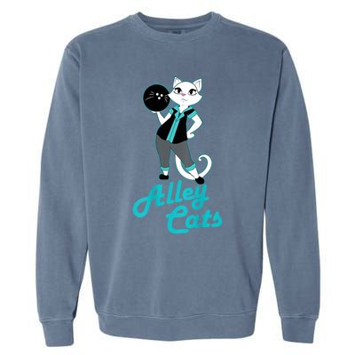 Alley Cats Bowling Team Ladies Backside Print Garment-Dyed Sweatshirt