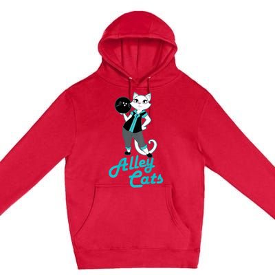 Alley Cats Bowling Team Ladies Backside Print Premium Pullover Hoodie