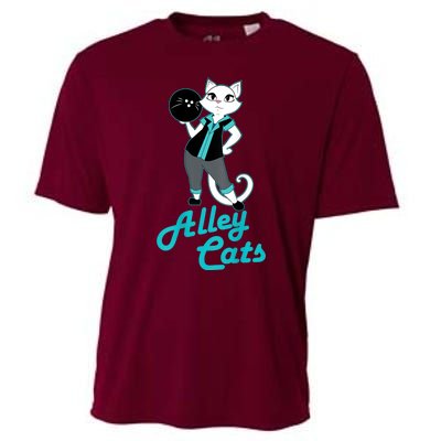 Alley Cats Bowling Team Ladies Backside Print Cooling Performance Crew T-Shirt