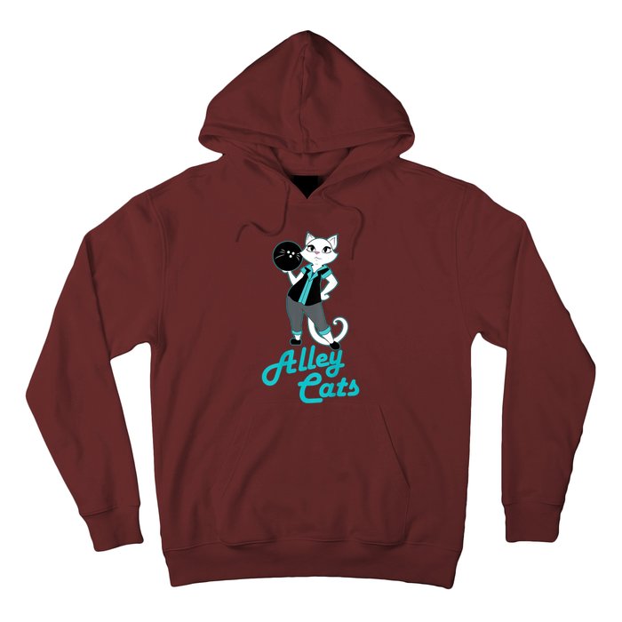 Alley Cats Bowling Team Ladies Backside Print Hoodie