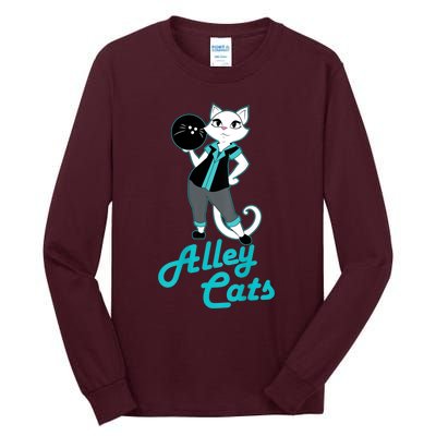 Alley Cats Bowling Team Ladies Backside Print Tall Long Sleeve T-Shirt