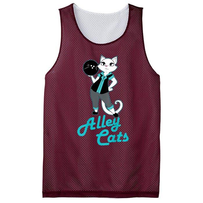 Alley Cats Bowling Team Ladies Backside Print Mesh Reversible Basketball Jersey Tank