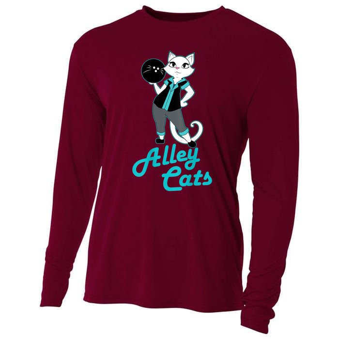 Alley Cats Bowling Team Ladies Backside Print Cooling Performance Long Sleeve Crew